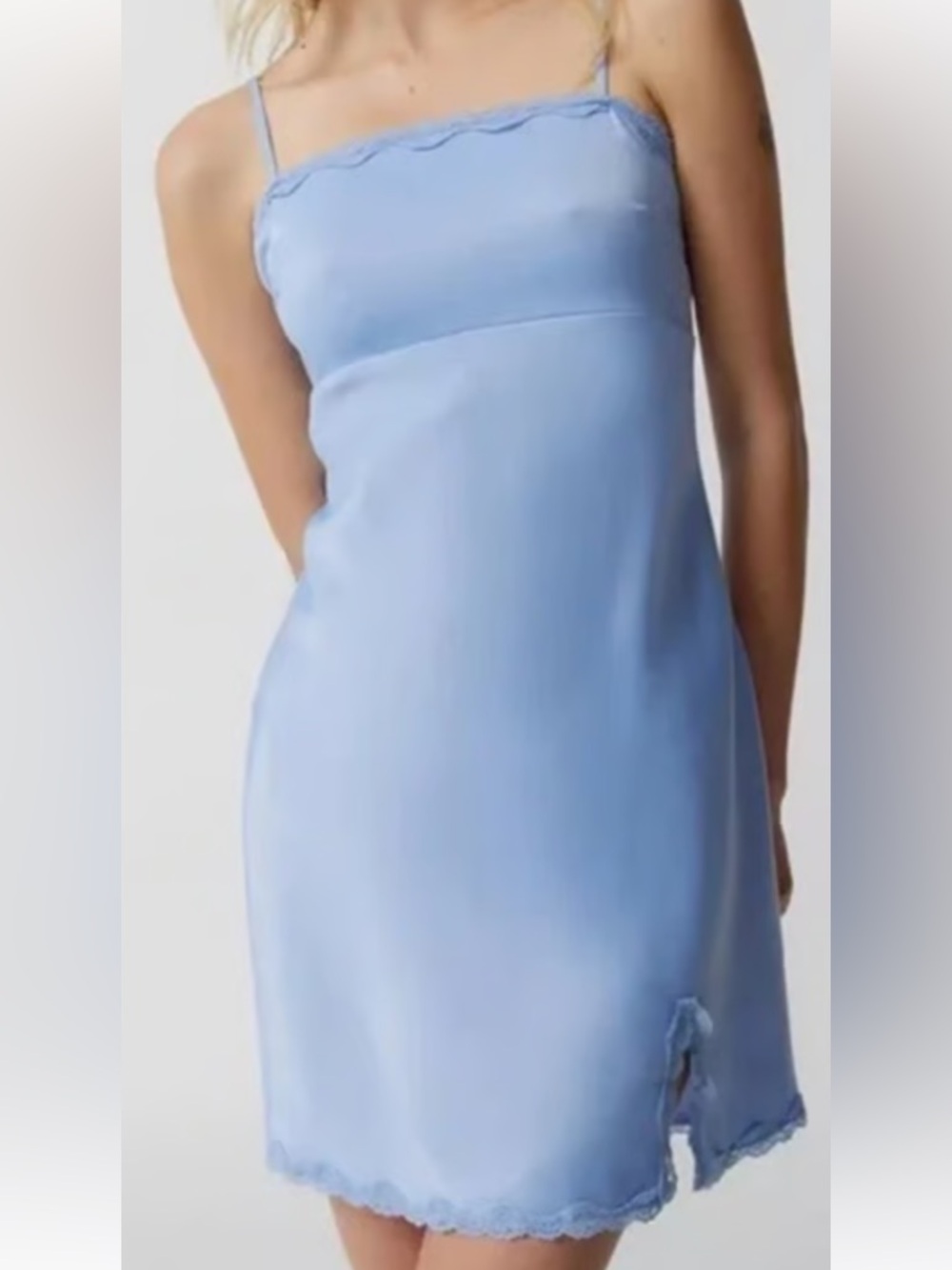 Urban Outfitters Lani Lace Trim Satin Mini Dress Small